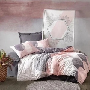 Set husa pilota + fata de perna, bumbac ranforce 100%, 155x220 cm + 80x80 cm, multicolor - Verificat A · Re-Bloom