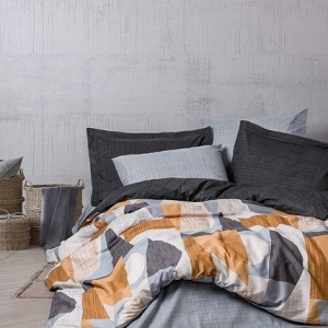 Set husa pilota + fata de perna, bumbac ranforce 100%, 155x220 cm + 80x80 cm, multicolor - Verificat A · Re-Bloom