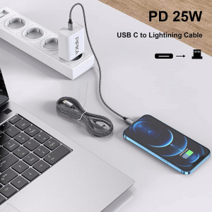 Set incarcator cu cablu USB tip C PIPIKA, 25 W, 9V/2.77A, 2 m - Img 6