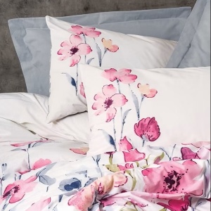 Set lenjerie de pat husa pilota + 2 fete de perna, bumbac ranforce 100%, 260x220 cm + 2x60x60 cm, 145 fire, imprimeu pigmentat floral, nasturi/plic, multicolor - Verificat A · Re-Bloom - Img 3