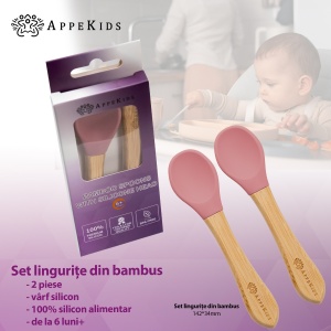 Set Lingurite din bambus, AppeKids - Old Rose - Img 2