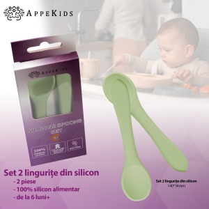 Set Lingurite din silicon, AppeKids - Raw Green - Img 2