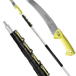 Set maner telescopic cu fierastrau DocaPole, aluminiu/plastic/otel, argintiu/galben, 3,6 m