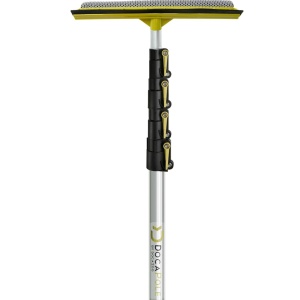 Set maner telescopic cu racleta si burete pentru geamuri DocaPole, aluminiu/cauciuc, galben/argintiu, 3,6 m