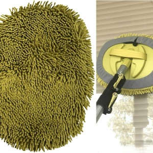 Set maner telescopic si o perie moale DocaPole, aluminiu/microfibra, negru/galben, 3,6 m - Img 7