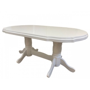 Set masa living SB Nork alba plus 6 scaune SB Tim alb/gri, 74x90x160/200 cm - Img 2
