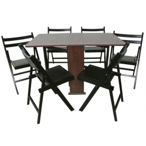 Set masa pliabila PRACTIC 6 scaune, wenge - Img 1