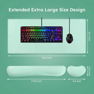 Set mousepad si 2 protectii pentru mana ICasso, neopren, turcoaz - Img 6