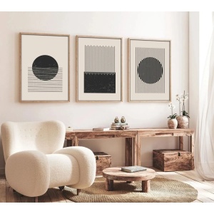 Set tablou decorativ Re-Bloom, 3 piese, lemn masiv/MDF, natur/negru, 50 x 70 cm - Img 2