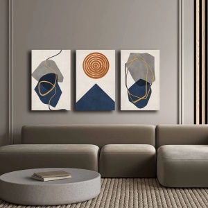 Set tablou decorativ Re-Bloom, 3 piese, lemn masiv/panza, multicolor, 45 x 70 cm - Img 3