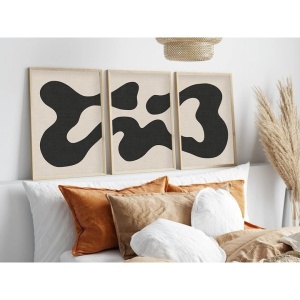 Set tablou decorativ Re-Bloom, 3 piese, MDF, alb/negru/natur, 50 x 70 cm - Img 4