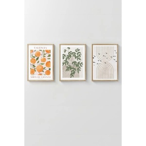 Set tablou decorativ Re-Bloom, 3 piese, MDF/lemn masiv, multicolor, 33 x 48 cm
