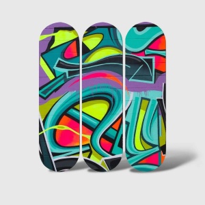 Set tablou decorativ Re-Bloom, 3 piese, MDF, multicolor, 70 x 70 cm