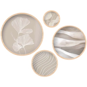 Set tablou decorativ Re-Bloom, 4 piese, lemn, natur/gri - Img 1