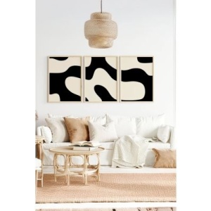 Set tablou decorativ Re-Bloom, MDF/lemn masiv, alb/natur/negru, 50 x 70 cm - Img 1
