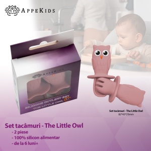 Set Tacamuri din silicon, AppeKids, OWL - Old Rose - Img 2