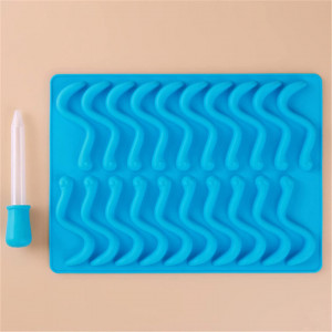 Set tava si pipeta pentru fabricarea jeleurilor Eternal Use, silicon, albastru, 24,5 x 18 cm - Img 2