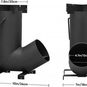 Soba portabila pentru camping Troston, metal, negru, 20 x 20 x 35 cm - Img 6