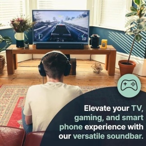 Soundbar cu Subwoofer integrat, Majority, Snowdon, 2.1, Bluetooth, PC, Wireless, AUX, 120 W, alb, Resigilat, Grad A - Img 2