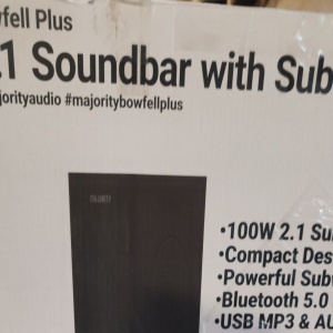 Soundbar Majority, Bowfell Plus 2.1, Bluetooth, PC, Wireless, AUX, 100 W, negru, Resigilat, Grad A - Img 6