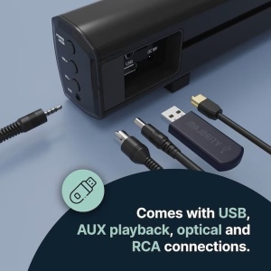 Soundbar Majority, Bowfell Plus 2.1, Bluetooth, PC, Wireless, AUX, 100 W, negru, Resigilat, Grad A - Img 3