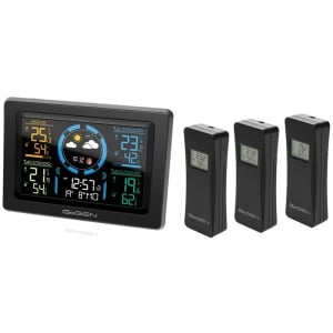 Statie meteo interior-exterior GoGEN ME 3397 B, LCD color, 3 senzori inclusi, ceas cu alarma, negru - Img 1