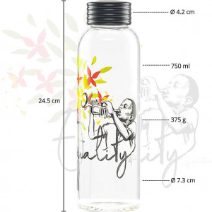 Sticla de apa cu Husa ACUA BOTTLES, sticla, transparent, 750 ml