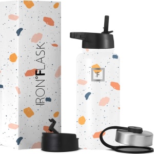 Sticla din otel inoxidabil IRON °FLASK, 3 capace, rece 24 ore / cald 12 ore, izolata, multicolor, fara BPA, 950 ml