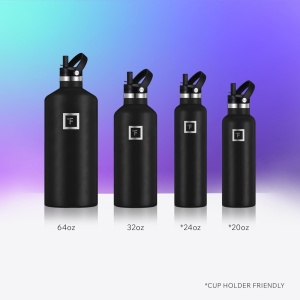 Sticla din otel inoxidabil IRON °FLASK, 3 capace si pai, rece 24 ore / cald 12 ore, izolata, albastru inchis, fara BPA, 950 ml - Img 2