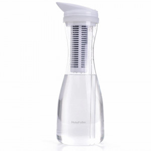 Sticla pentru apa cu filtru HolaFolks, sticla/plastic, transparent/alb, 1,3 L - Img 1