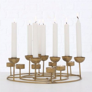 Suport decorativ pentru lumanari Julius BOLTZE, metal, auriu, 38 x 10 cm 