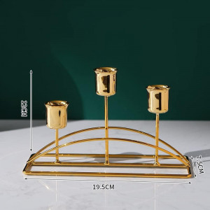 Suport pentru lumanari Hosoncovy metal, auriu, 19,5 x 7,5 x 12 cm