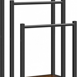 Suport pentru prosoape Hoobro, PAL/metal, maro rustic/negru, 43 x 28 x 81 cm