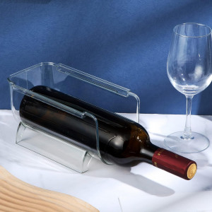 Suport pentru sticla de vin Marsui, plastic, transparent, 20,5 x 10,5 x 9 cm 