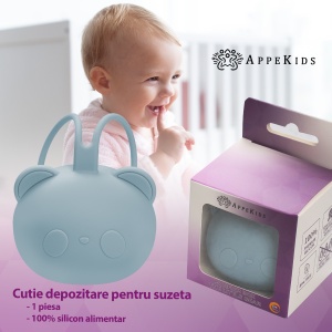 Suport pentru suzeta din silicon, AppeKids, The Little Bear - Aqua Blue - Img 2