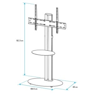 Suport pentru TV Chazen, sticla/otel inoxidabil, argintiu/alb, 69,5 x 45 x 92,3 cm