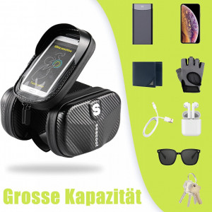 Suport telefon cu geanta de depozitare pentru bicicleta Seacool, TPR, negru, 18,5 x 11,5 cm - Img 3