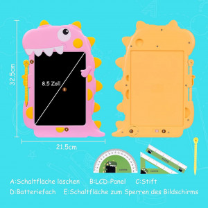 Tablă de scris LCD Skymico, ABS, roz,  21,5 x 32,5 cm