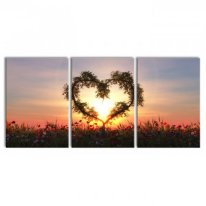 Tablou ”Sunset love”, 3 piese, 100 x 210 cm