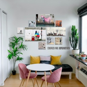 Tablou „No Ball Games” BilderKing, PVC, bej/negru, 30 x 30 cm