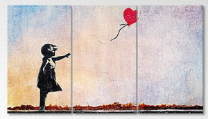 Tablou 'Banksy No. 14' cu 3 piese, 100cm H x 180cm W x 2cm D - Img 2