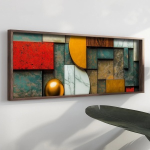 Tablou decorativ abstract MDF/lemn masiv 40x120x3.5 cm, format vertical, multicolor - Verificat A · Re-Bloom - Img 2