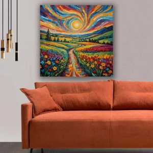Tablou decorativ canvas, 70x70 cm, panza/lemn, multicolor - Verificat A · Re-Bloom - Img 2