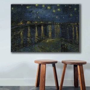 Tablou decorativ canvas Vincent van Gogh, 70x100 cm, panza 100%, cadru lemn 100% grosime 2.8 cm, albastru inchis/galben - Verificat A · Re-Bloom - Img 2