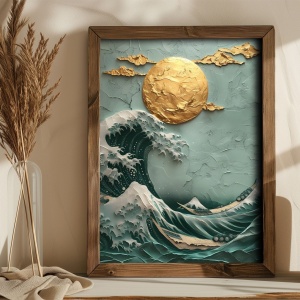 Tablou decorativ inramat MDF 35x47x3.5 cm, MDF 3mm, rama brad 100%, design modern, multicolor - Verificat A · Re-Bloom