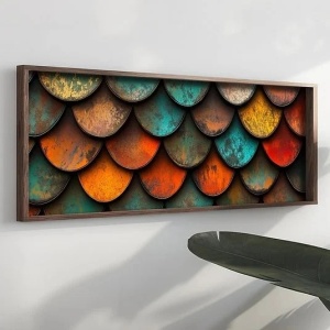 Tablou decorativ MDF/lemn de pin 40x120x3.5 cm, MDF 3mm, rama pin 100%, imprimare UV, format panoramic, multicolor - Verificat A · Re-Bloom - Img 2