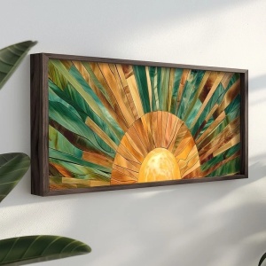 Tablou decorativ, MDF/lemn masiv, 100x40x3.5 cm, format panoramic, design modern, multicolor - Verificat A · Re-Bloom - Img 2