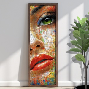 Tablou decorativ model femeie, MDF/lemn pin, 40x120x3.5 cm, MDF 3mm, imprimare UV, format panoramic, multicolor - Verificat A · Re-Bloom