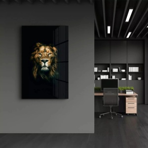Tablou decorativ pe sticla securizata model leu, 46x72 cm, finisaj lucios, maro/negru - Verificat A · Re-Bloom - Img 5