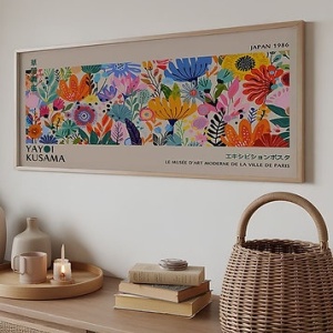 Tablou decorativ Re-Bloo, model floral, lemn masiv/MDF, multicolor, 50 x 120 cm - Img 3